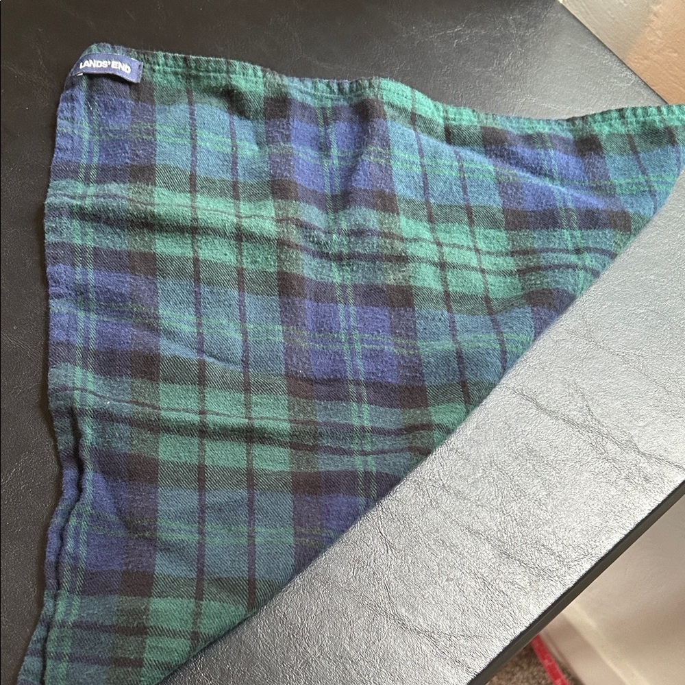 Lands' End Tartan Plaid Dog Bandana - Navy and Green